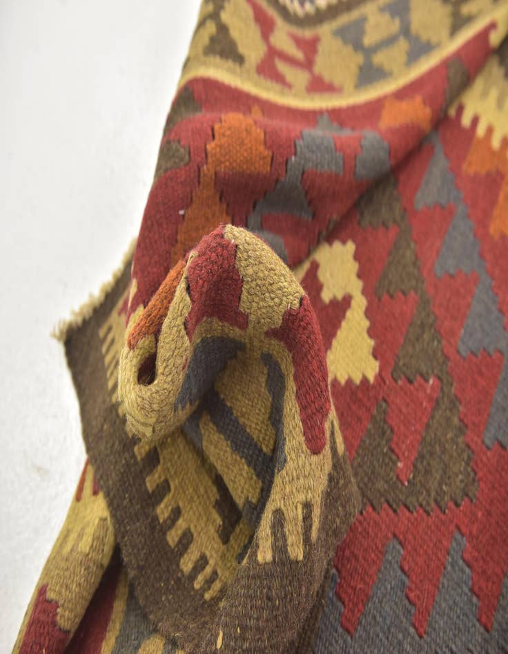 Detail image of 3' 5 x 6' 6  Hand Woven Kilim Maymana Wool Runner Rug