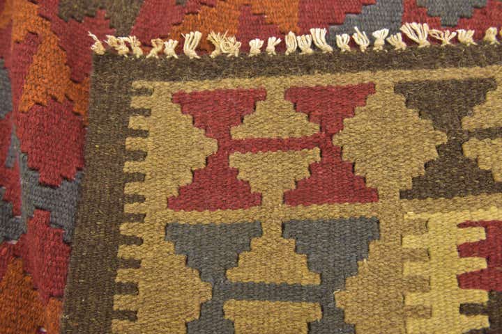 3' 5 x 6' 6 Hand Woven Kilim Maymana Wool Runner Rug
