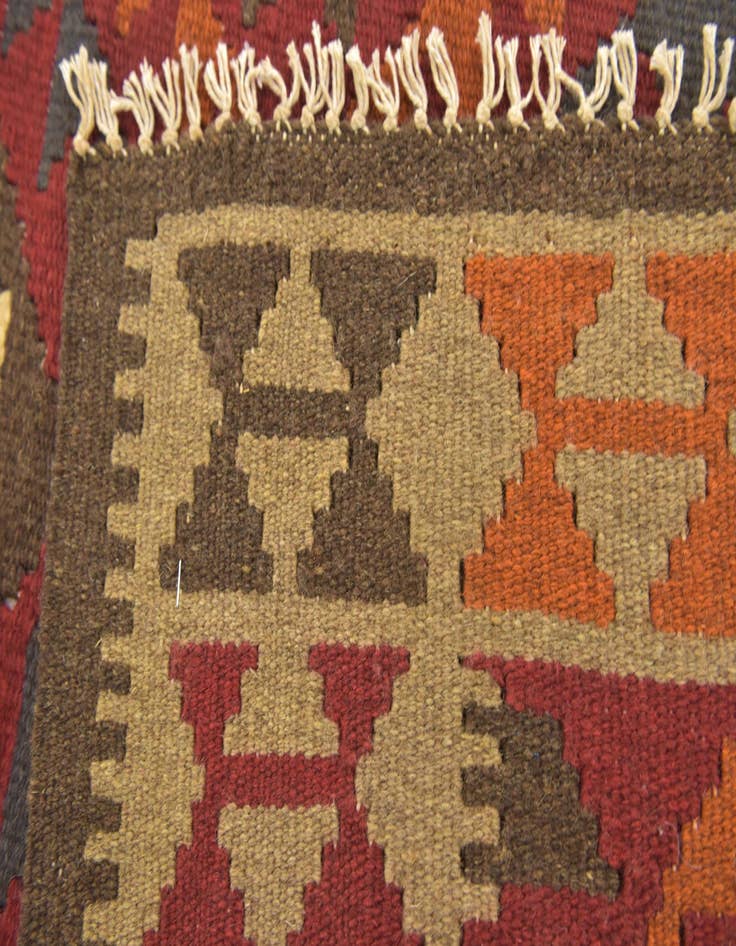 Detail image of 3' 3 x 6' 6  Hand Woven Kilim Maymana Wool Runner Rug