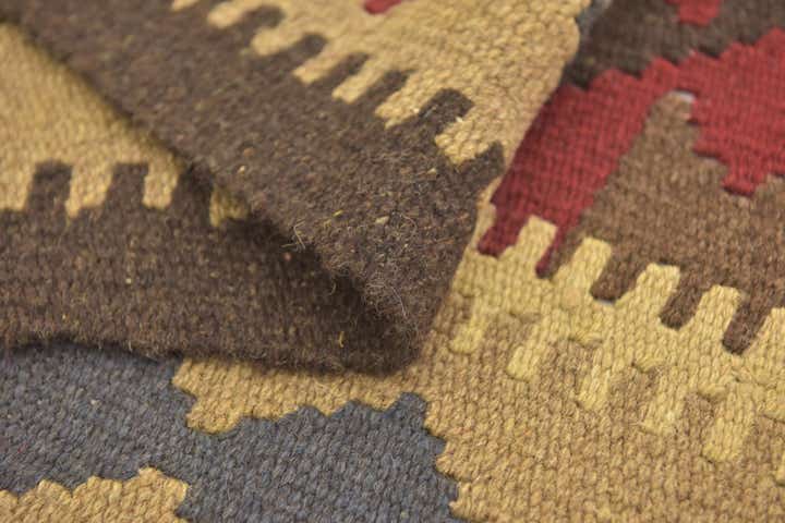 3' 2 x 6' 6 Hand Woven Kilim Maymana Wool Runner Rug