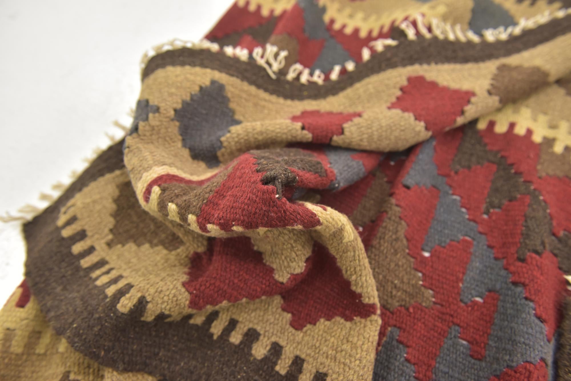 3' 2 x 6' 6 Hand Woven Kilim Maymana Wool Runner Rug