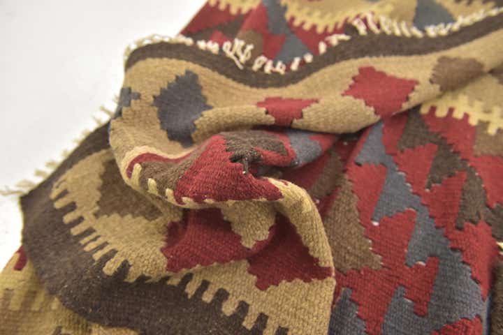 3' 2 x 6' 6 Hand Woven Kilim Maymana Wool Runner Rug
