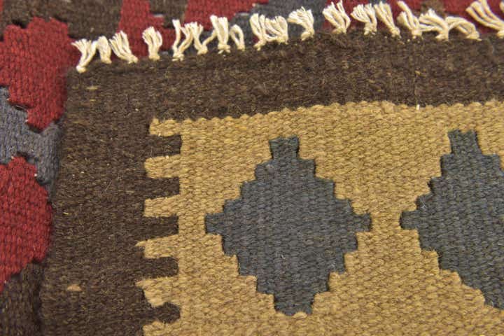3' 2 x 6' 6 Hand Woven Kilim Maymana Wool Runner Rug