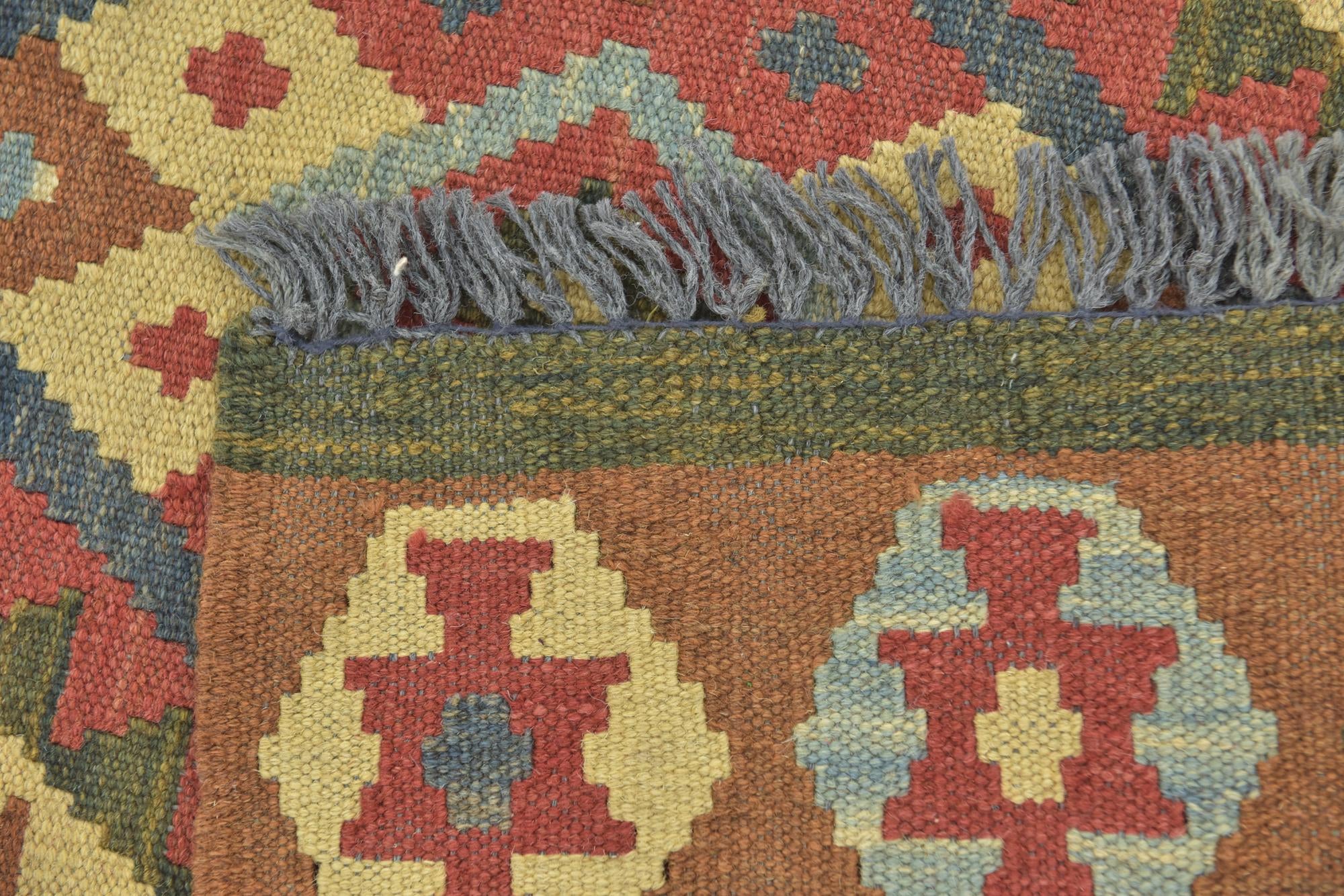 3' 4 x 6' 4 Hand Woven Kilim Maymana Wool Runner Rug