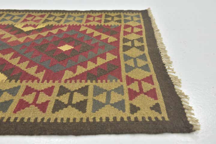 3' 3 x 6' 6 Hand Woven Kilim Maymana Wool Runner Rug