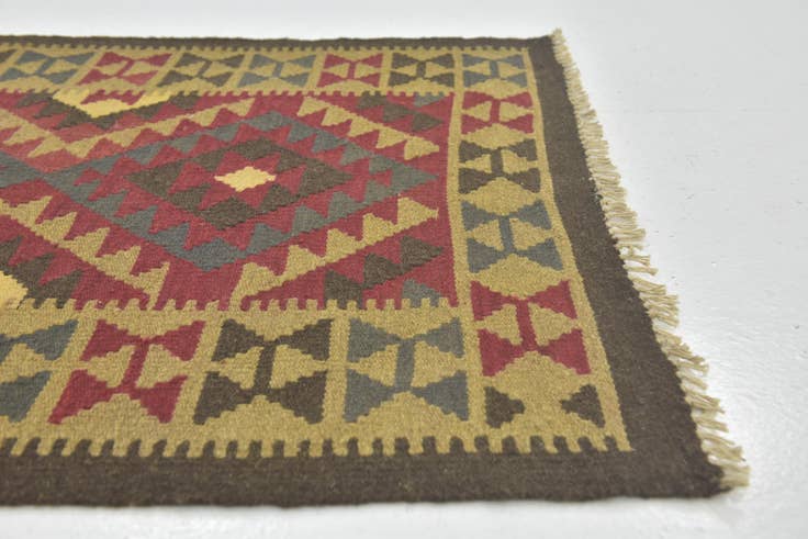 Detail image of 100cm x 200cm Hand Woven Kilim Maymana Wool Runner Rug