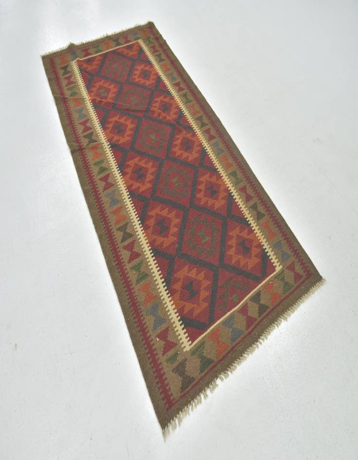 Detail image of 3' 5 x 6' 9  Hand Woven Kilim Maymana Wool Runner Rug