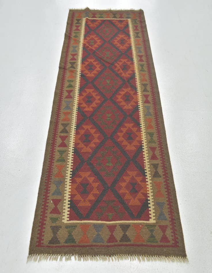 Detail image of 3' 5 x 6' 9  Hand Woven Kilim Maymana Wool Runner Rug