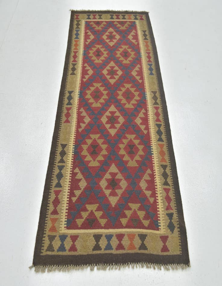 Detail image of 3' 3 x 6' 8  Hand Woven Kilim Maymana Wool Runner Rug