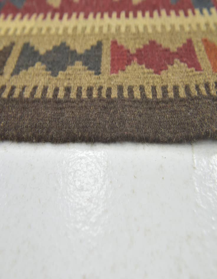 Detail image of 3' 3 x 6' 8  Hand Woven Kilim Maymana Wool Runner Rug