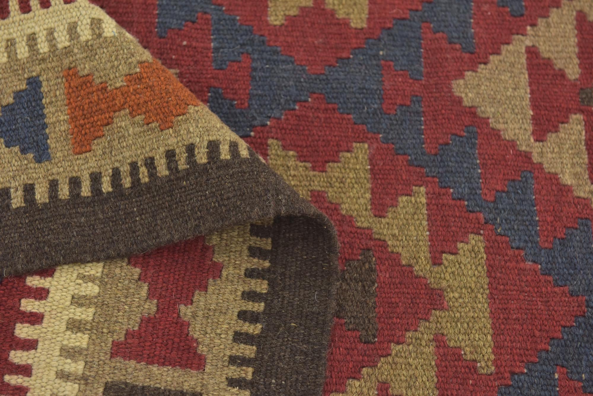 3' 3 x 6' 8 Hand Woven Kilim Maymana Wool Runner Rug