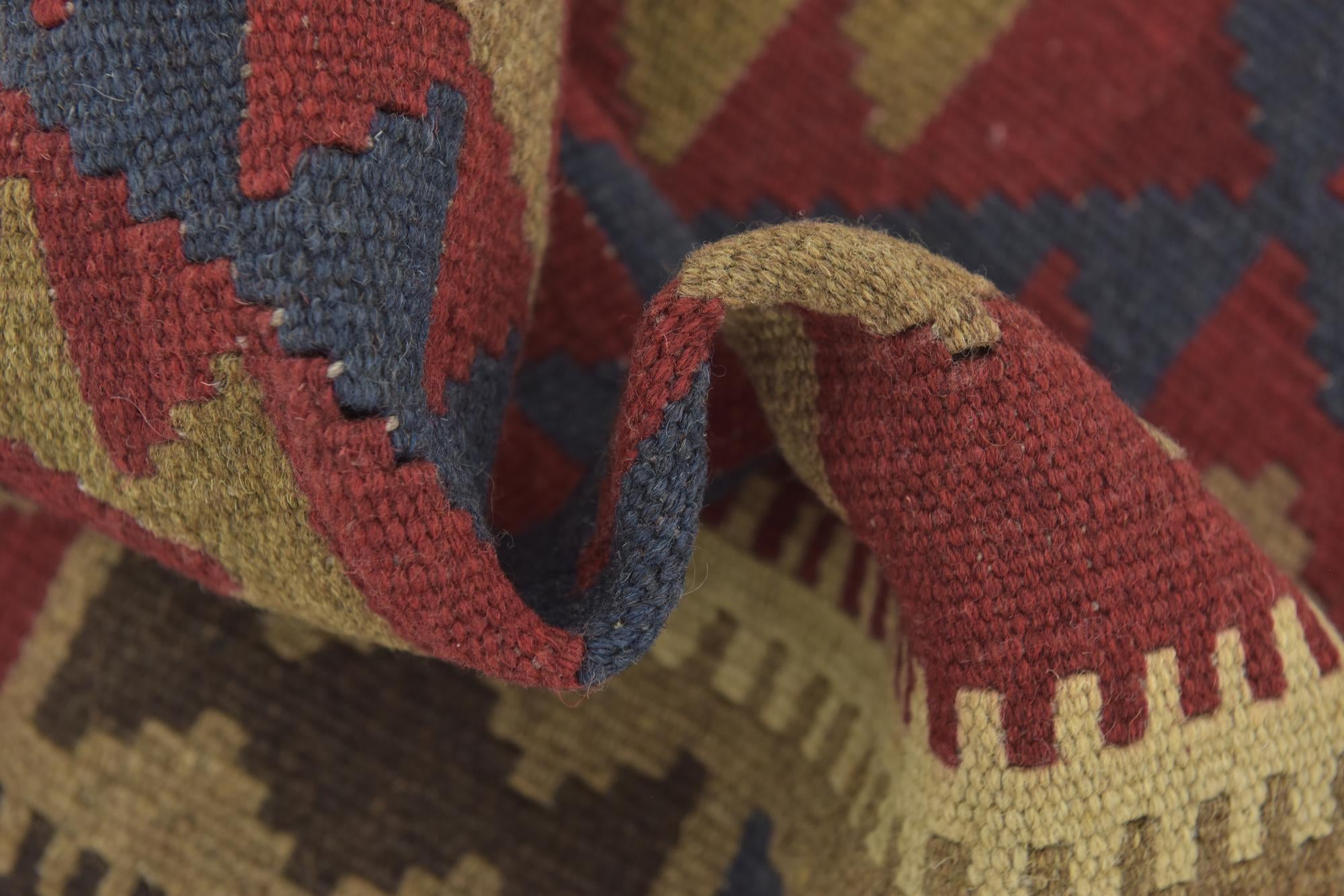 3' 3 x 6' 8 Hand Woven Kilim Maymana Wool Runner Rug