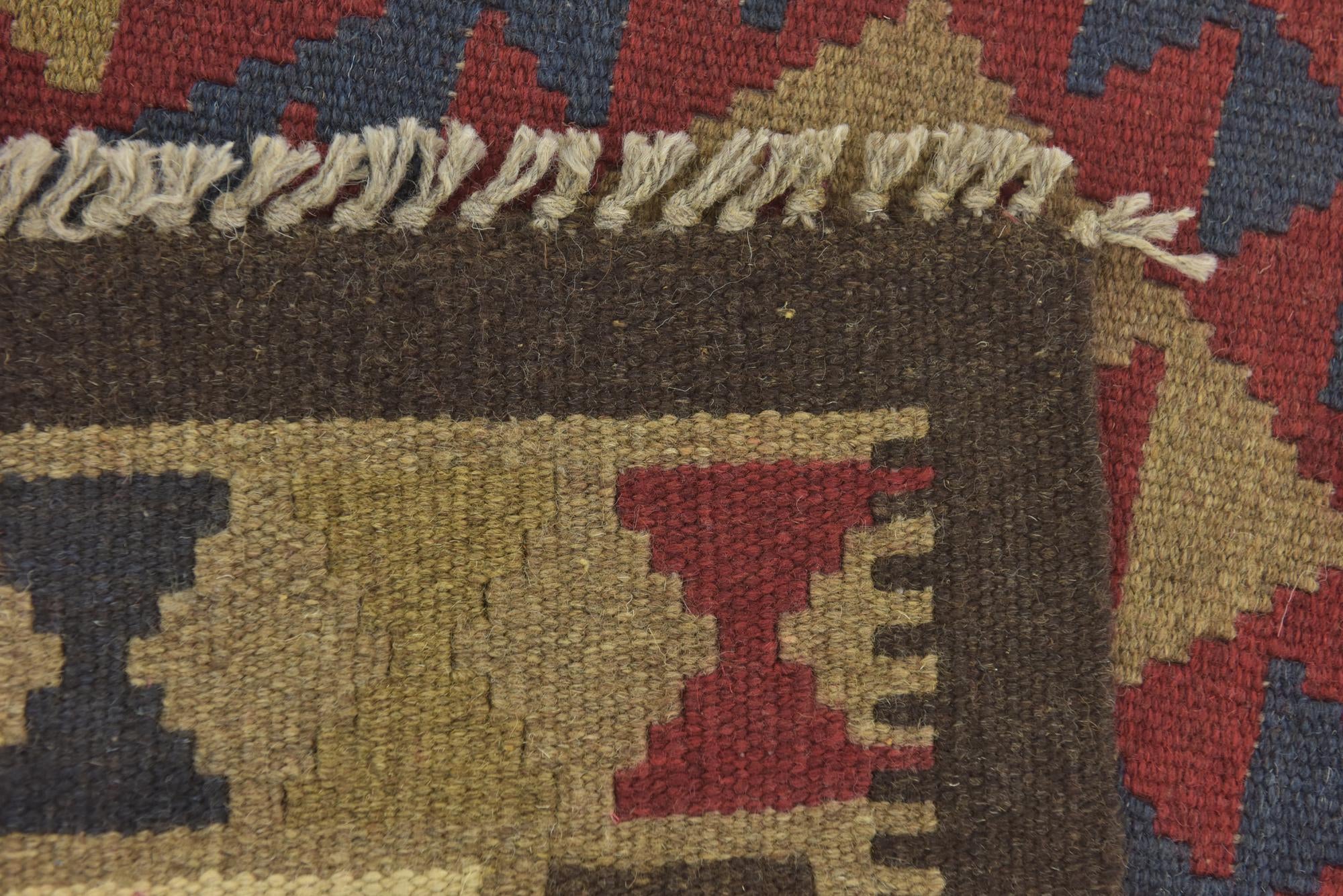 3' 3 x 6' 8 Hand Woven Kilim Maymana Wool Runner Rug