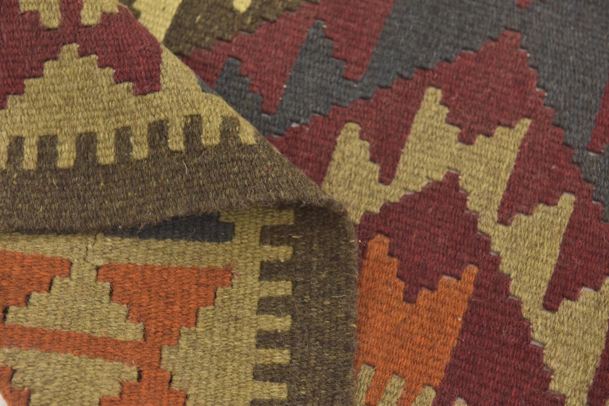 3' 5 x 6' 8 Hand Woven Kilim Maymana Wool Runner Rug