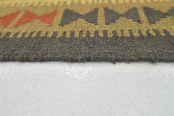 Detail image of 3' 3 x 6' 8 Hand Woven Kilim Maymana Wool Runner Rug