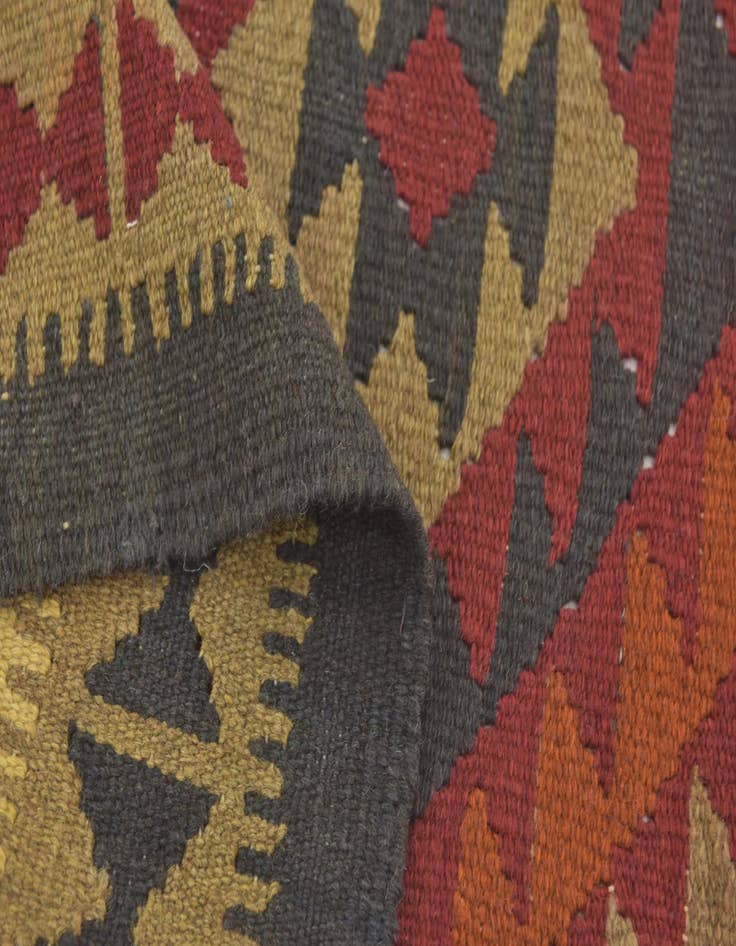 Detail image of 3' 3 x 6' 8  Hand Woven Kilim Maymana Wool Runner Rug