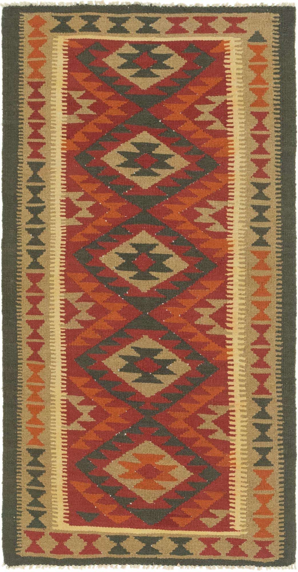 3' 3 x 6' 8 Hand Woven Kilim Maymana Wool Runner Rug