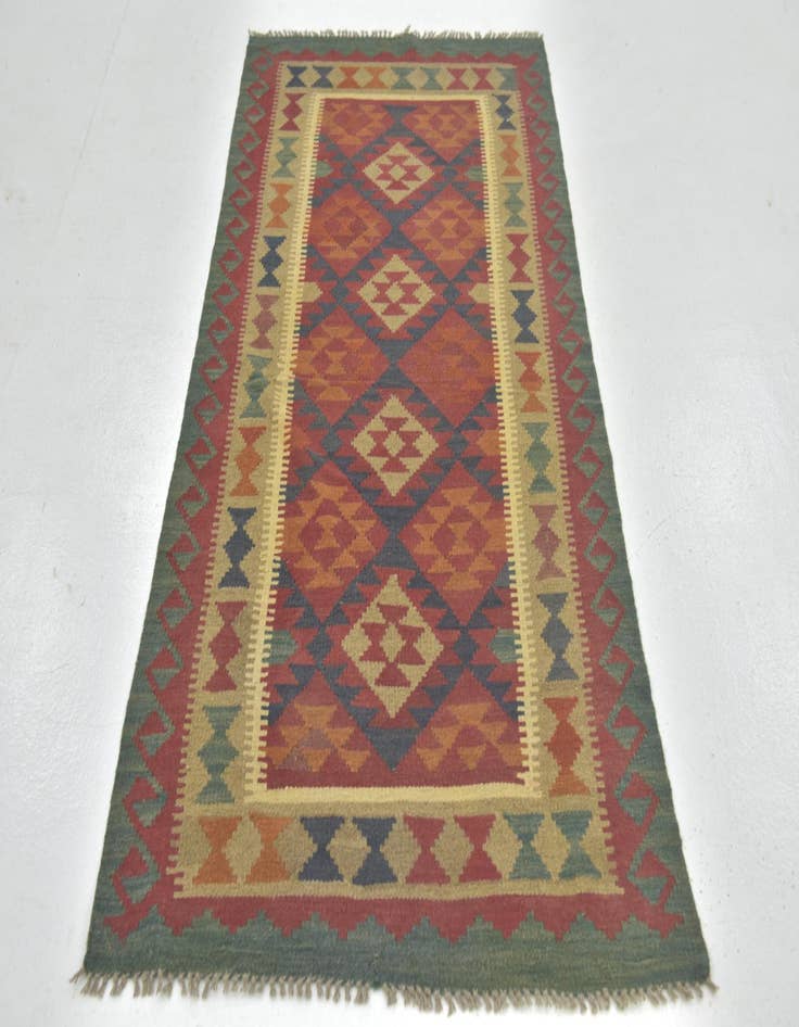 Detail image of 3' 3 x 6' 9  Hand Woven Kilim Maymana Wool Runner Rug