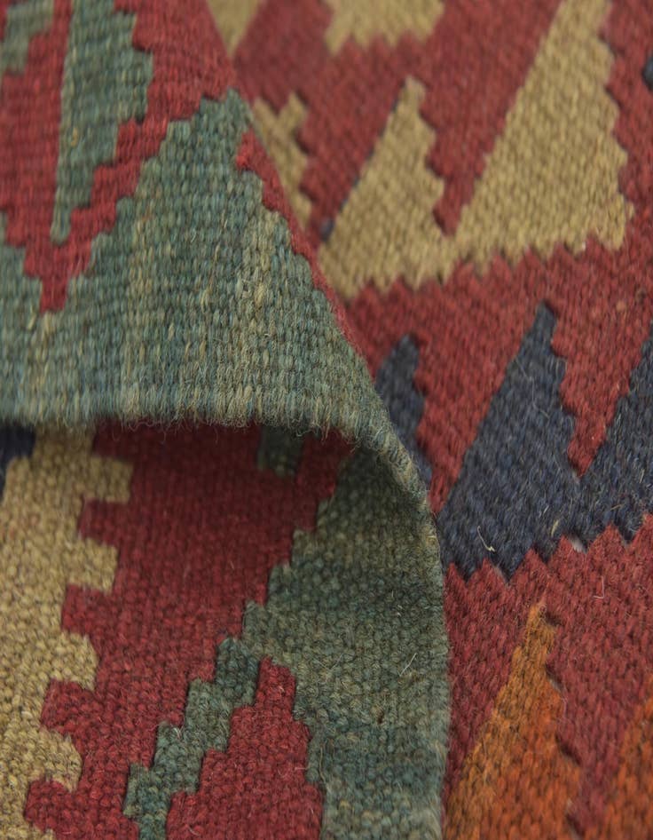 Detail image of 3' 3 x 6' 9  Hand Woven Kilim Maymana Wool Runner Rug