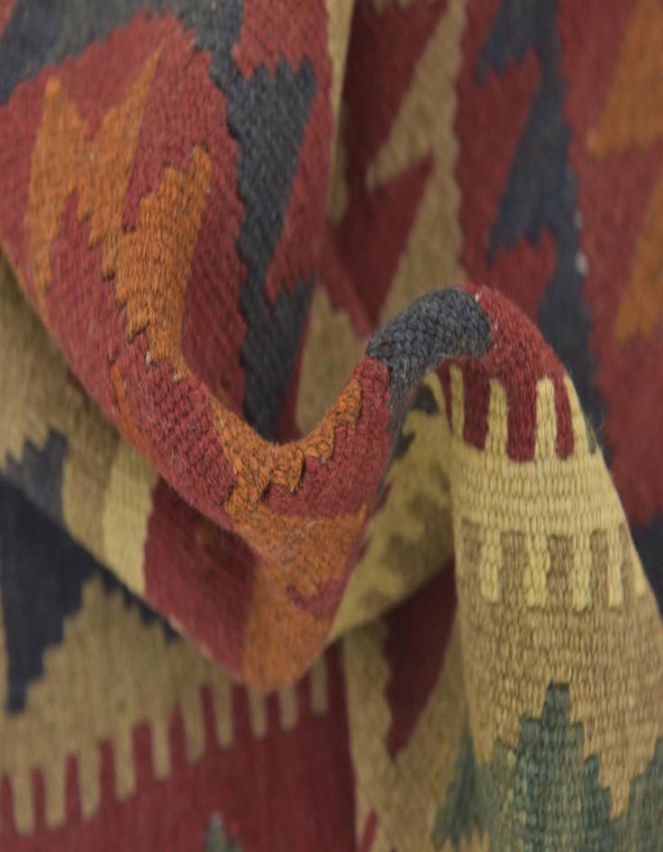 Detail image of 3' 3 x 6' 9  Hand Woven Kilim Maymana Wool Runner Rug