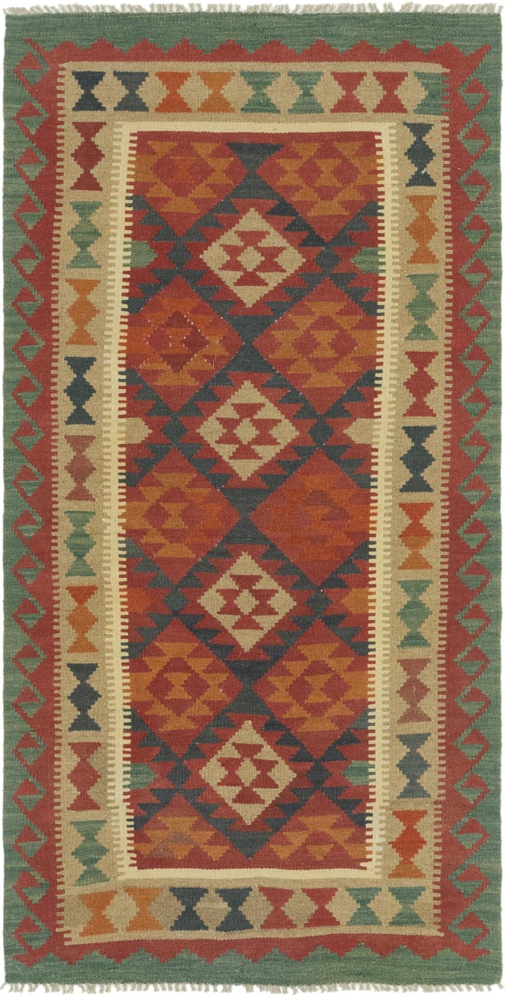 100cm x 205cm Tejido a mano Kilim Maymana Alfombra Lana Pasillera