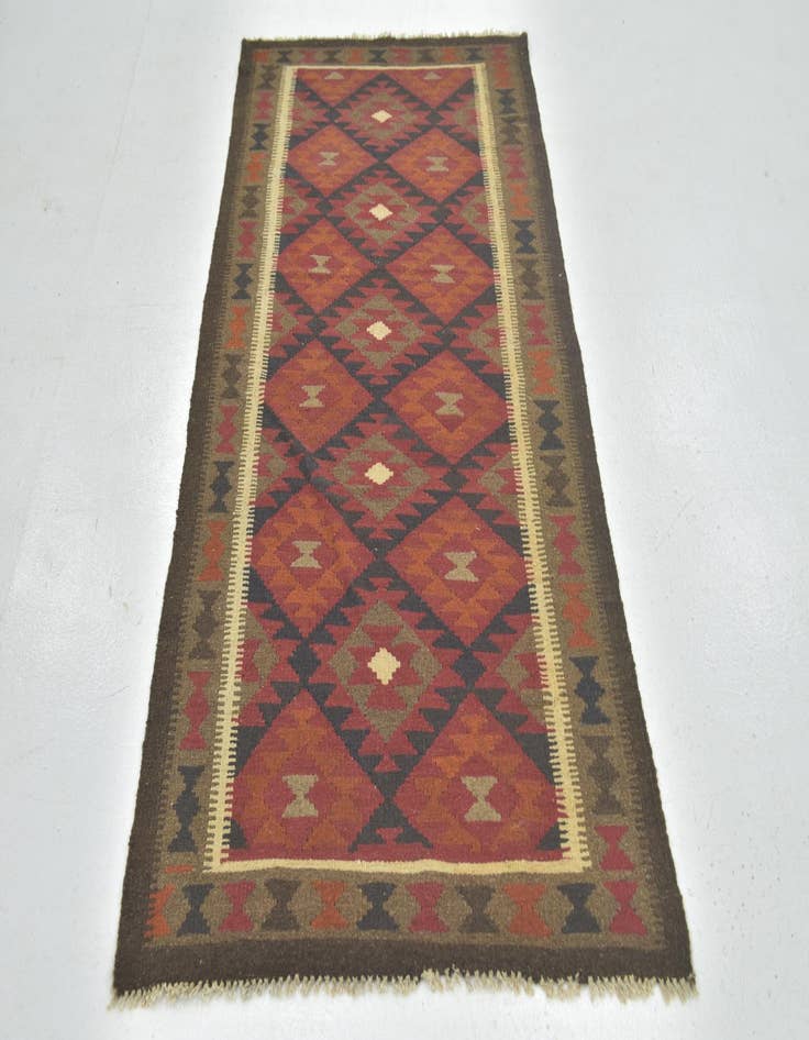 Detail image of 3' 3 x 6' 5  Hand Woven Kilim Maymana Wool Runner Rug