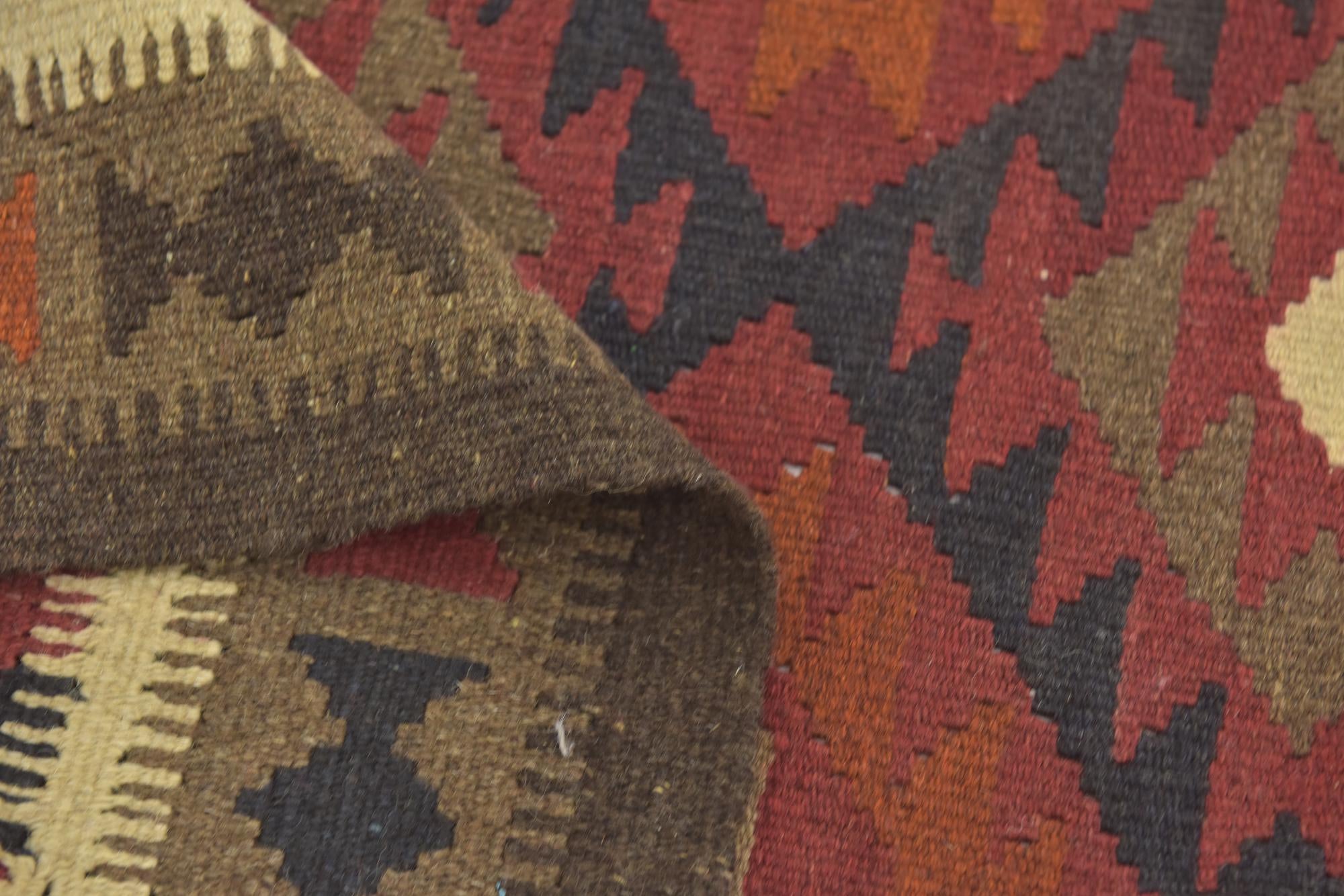 3' 3 x 6' 5 Hand Woven Kilim Maymana Wool Runner Rug
