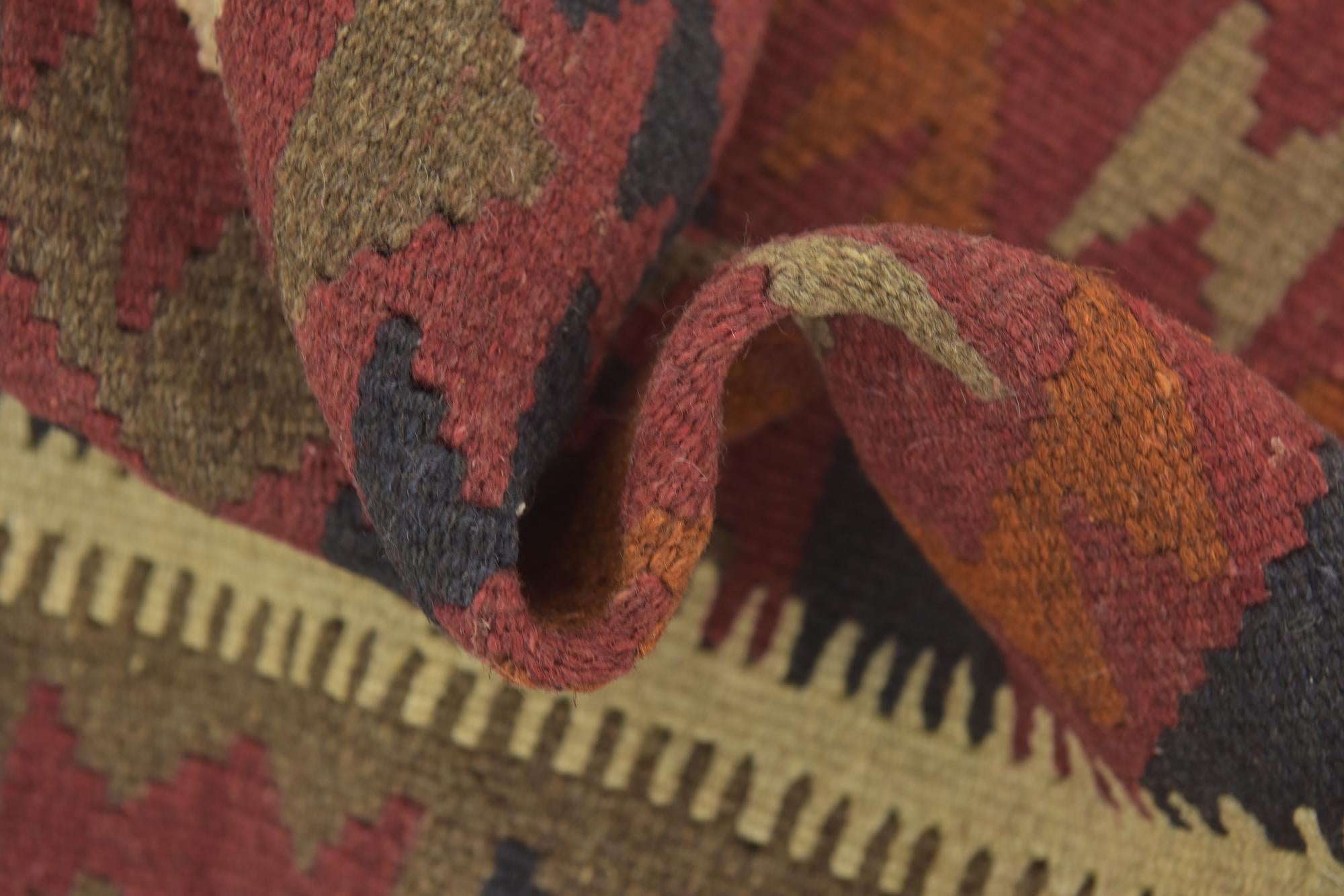 3' 3 x 6' 5 Hand Woven Kilim Maymana Wool Runner Rug