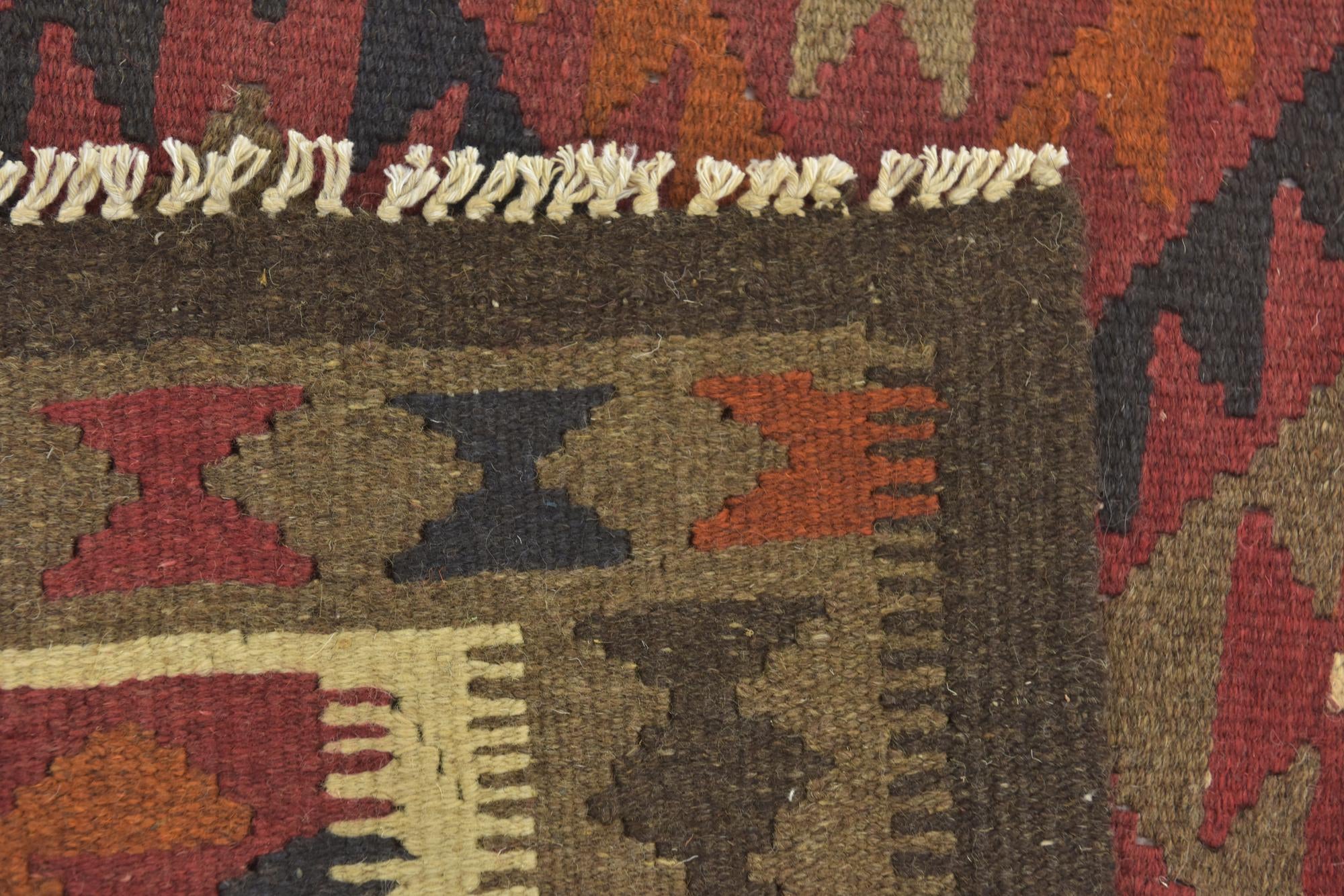 3' 3 x 6' 5 Hand Woven Kilim Maymana Wool Runner Rug