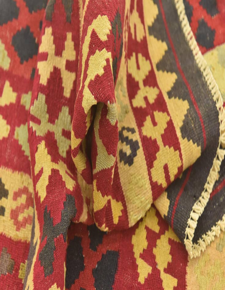 Detail image of 3' 4 x 6' 3  Hand Woven Kilim Maymana Wool Runner Rug