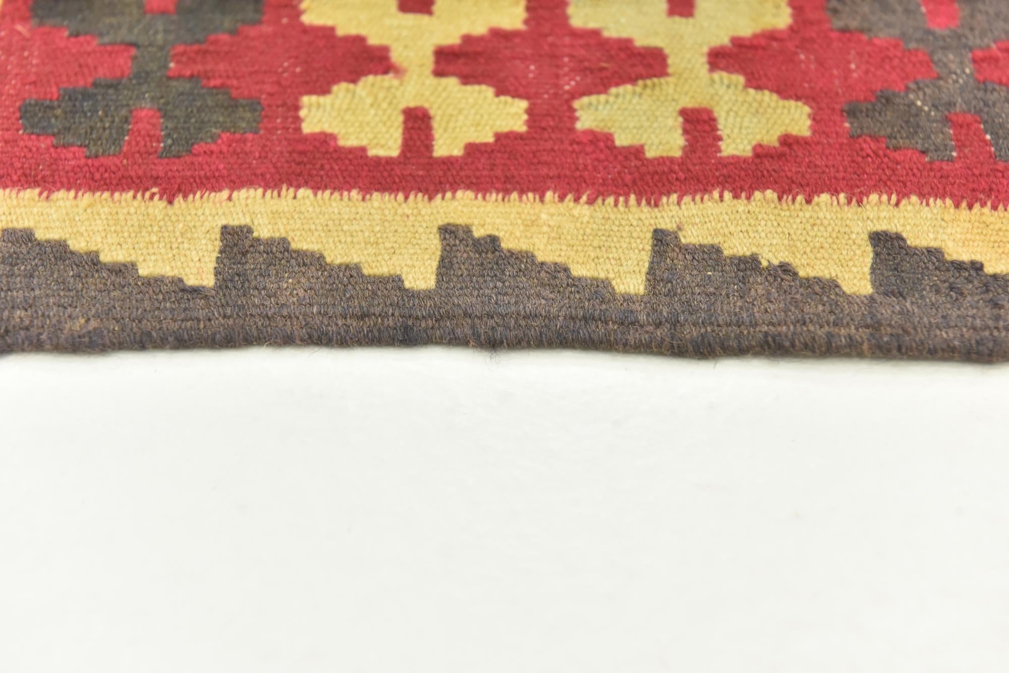 3' 4 x 6' 3 Hand Woven Kilim Maymana Wool Runner Rug