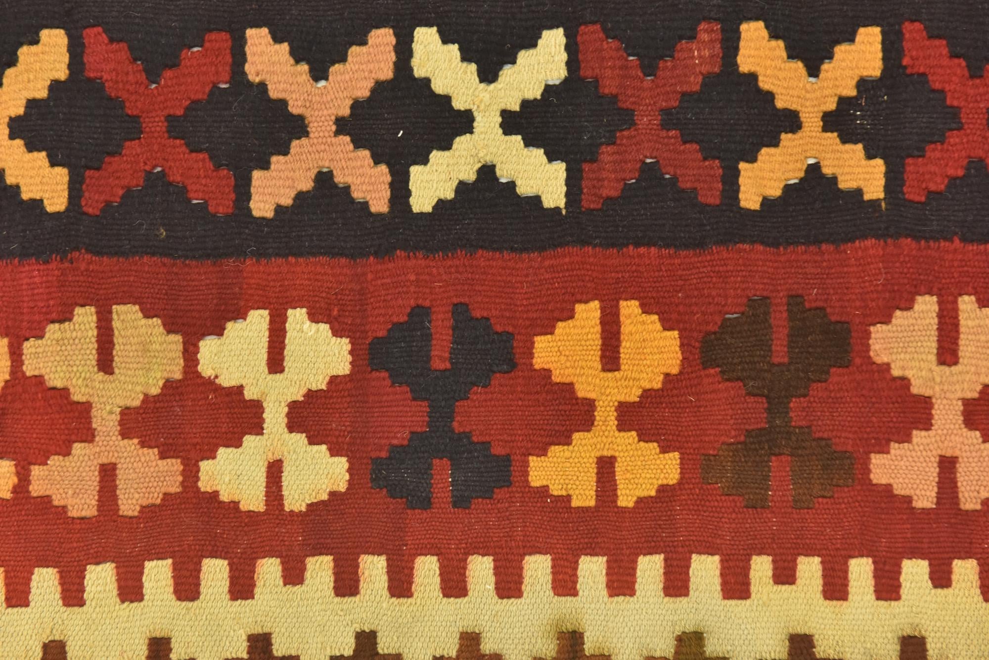 3' 7 x 6' 8 Hand Woven Kilim Maymana Wool Runner Rug