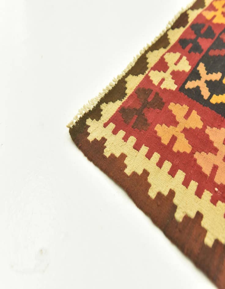 Detail image of 3' 7 x 6' 8  Hand Woven Kilim Maymana Wool Runner Rug