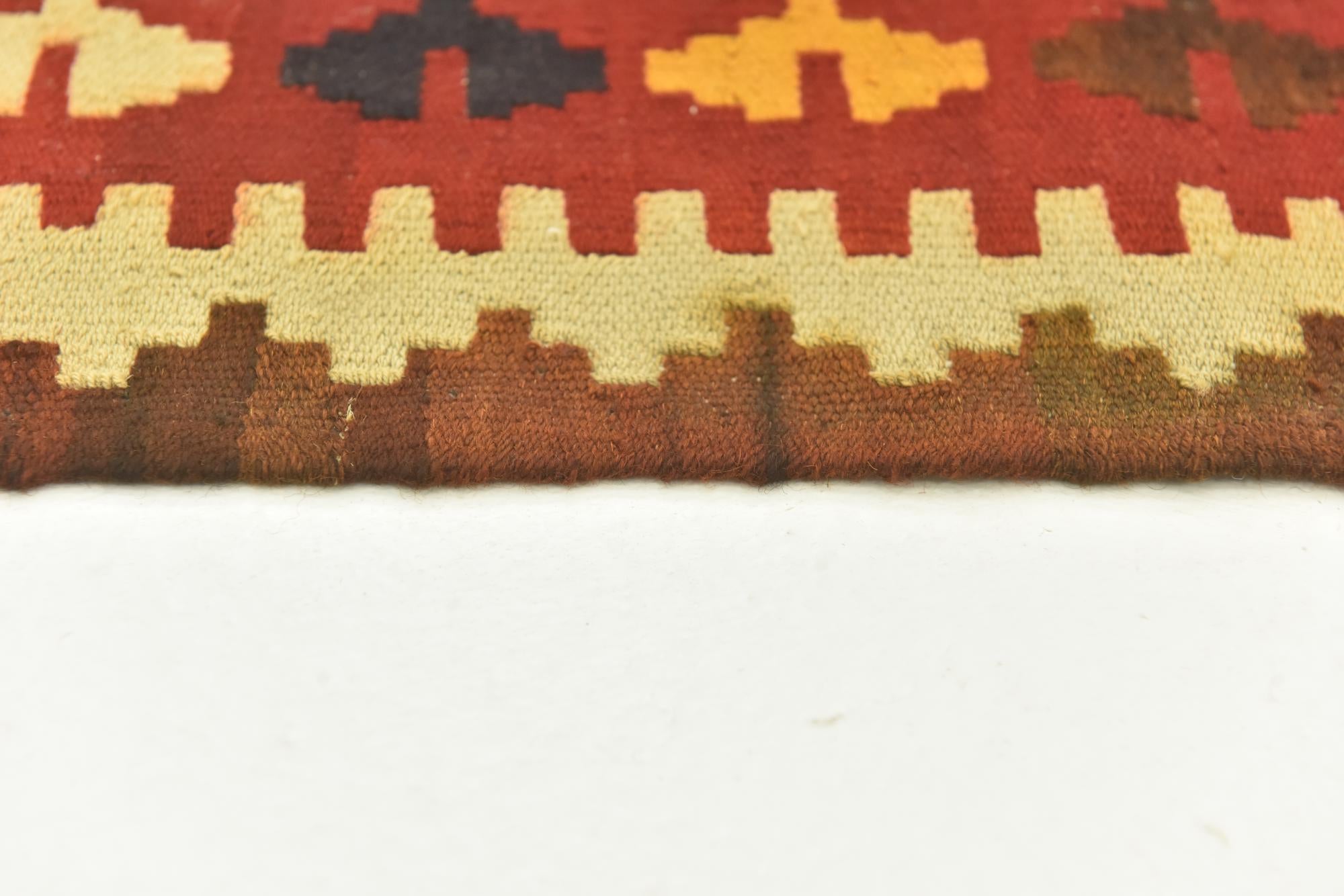 3' 7 x 6' 8 Hand Woven Kilim Maymana Wool Runner Rug