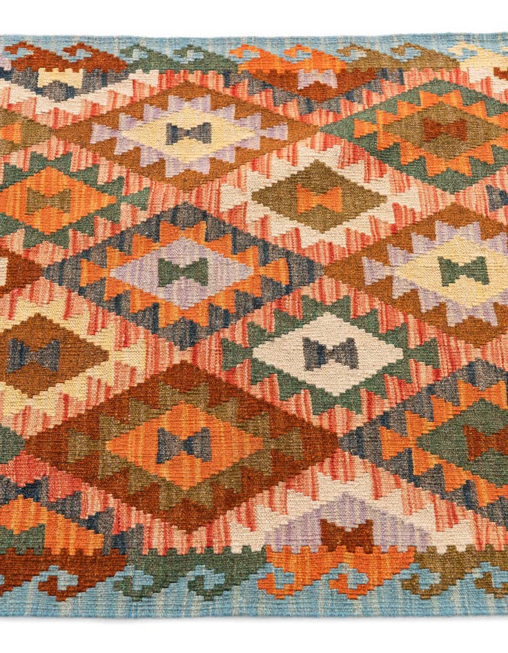 Detail image of 2' 10 x 10'  Hand Woven Kilim Maymana Wool Runner Rug
