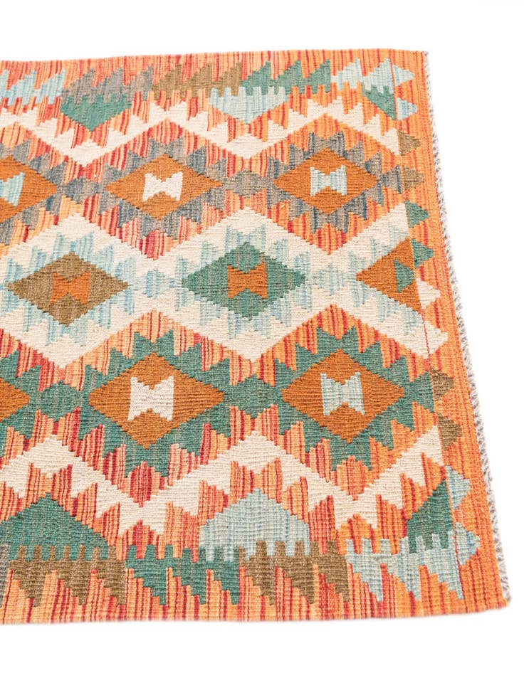 Detail image of 2' 7 x 9' 9  Hand Woven Kilim Maymana Wool Runner Rug