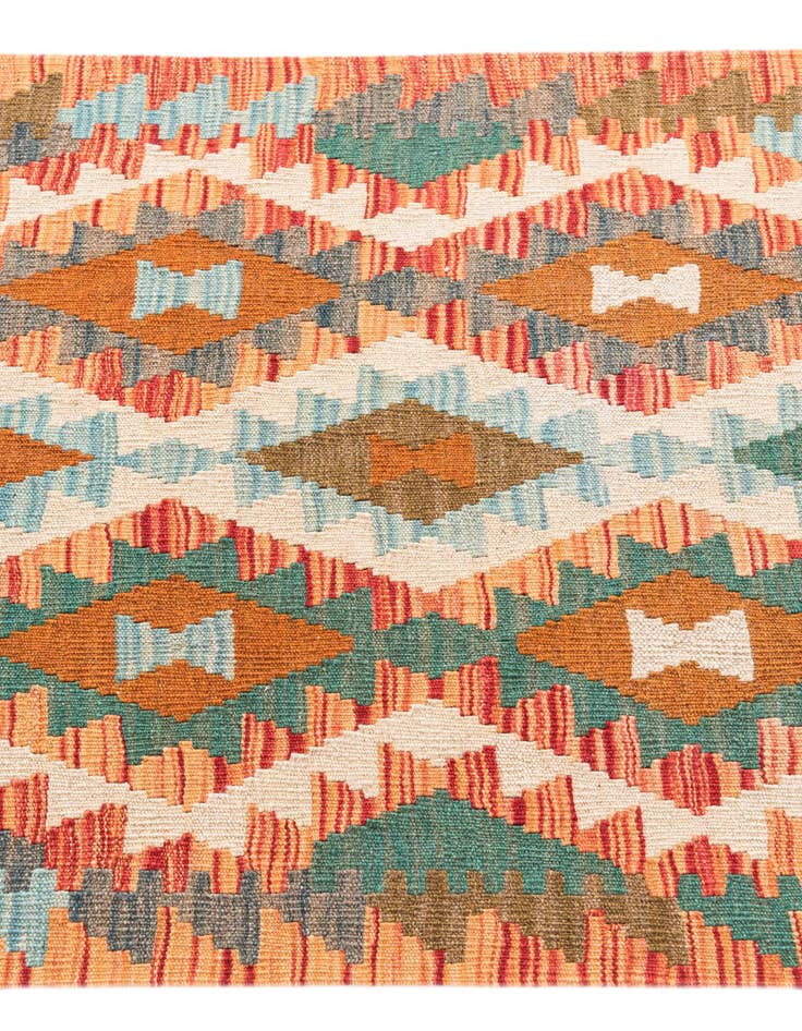 Detail image of 2' 7 x 9' 9  Hand Woven Kilim Maymana Wool Runner Rug
