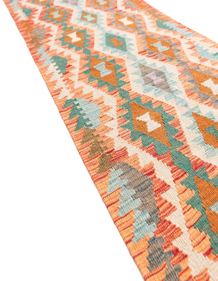 Detail image of 2' 7 x 9' 9  Hand Woven Kilim Maymana Wool Runner Rug