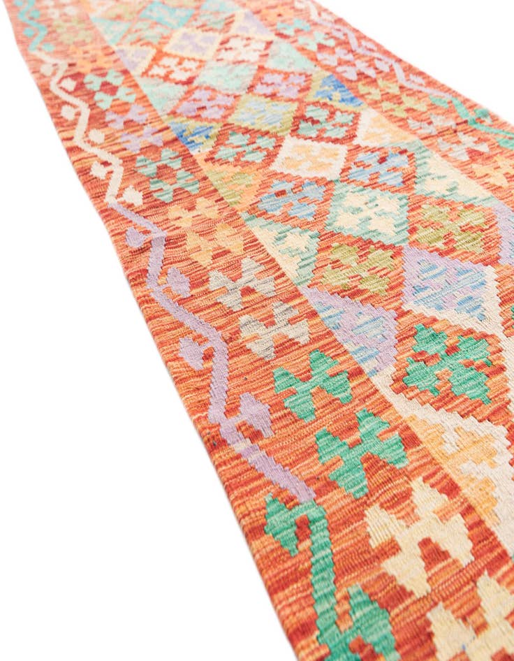 Detail image of 2' 10 x 9' 10  Hand Woven Kilim Maymana Wool Runner Rug