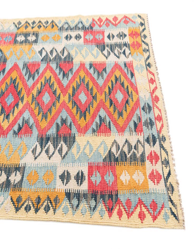 Detail image of 3' 3 x 6' 6  Hand Woven Kilim Maymana Wool Runner Rug