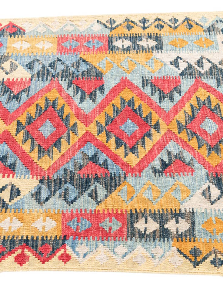 Detail image of 3' 3 x 6' 6  Hand Woven Kilim Maymana Wool Runner Rug
