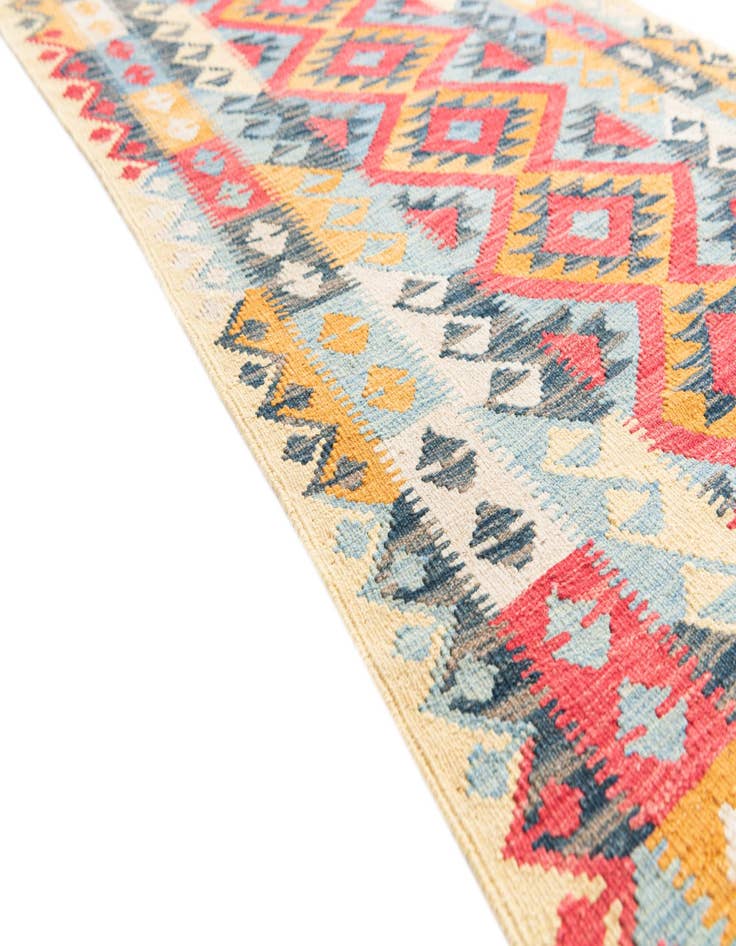 Detail image of 3' 3 x 6' 6  Hand Woven Kilim Maymana Wool Runner Rug