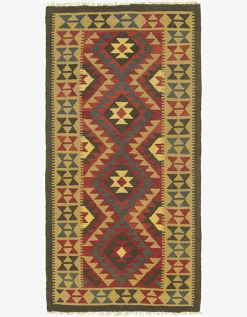 3' 3 x 6' 6 Hand Woven Kilim Maymana Wool Runner Rug