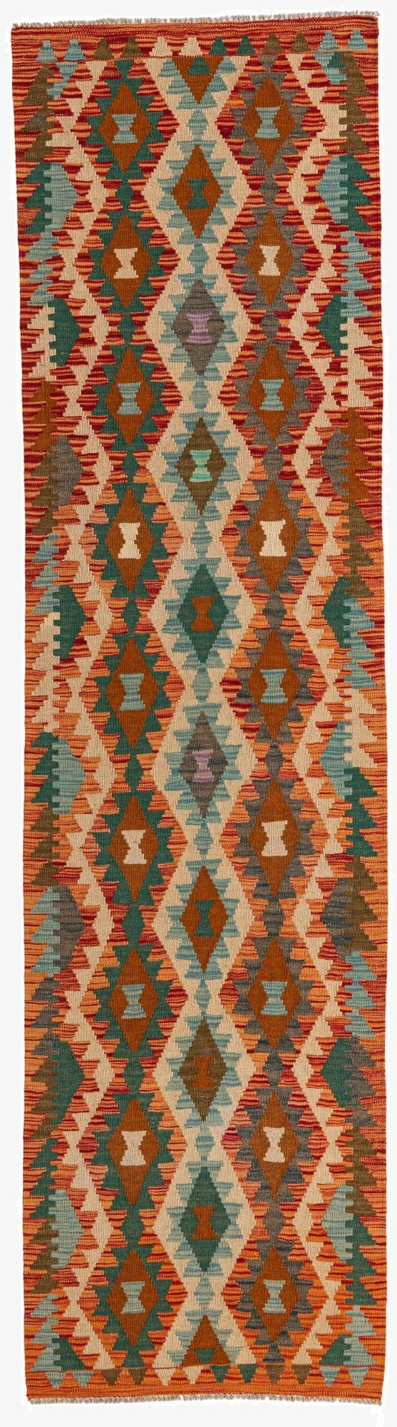 2' 7 x 9' 9  Hand Woven Kilim Maymana Wool Runner Rug