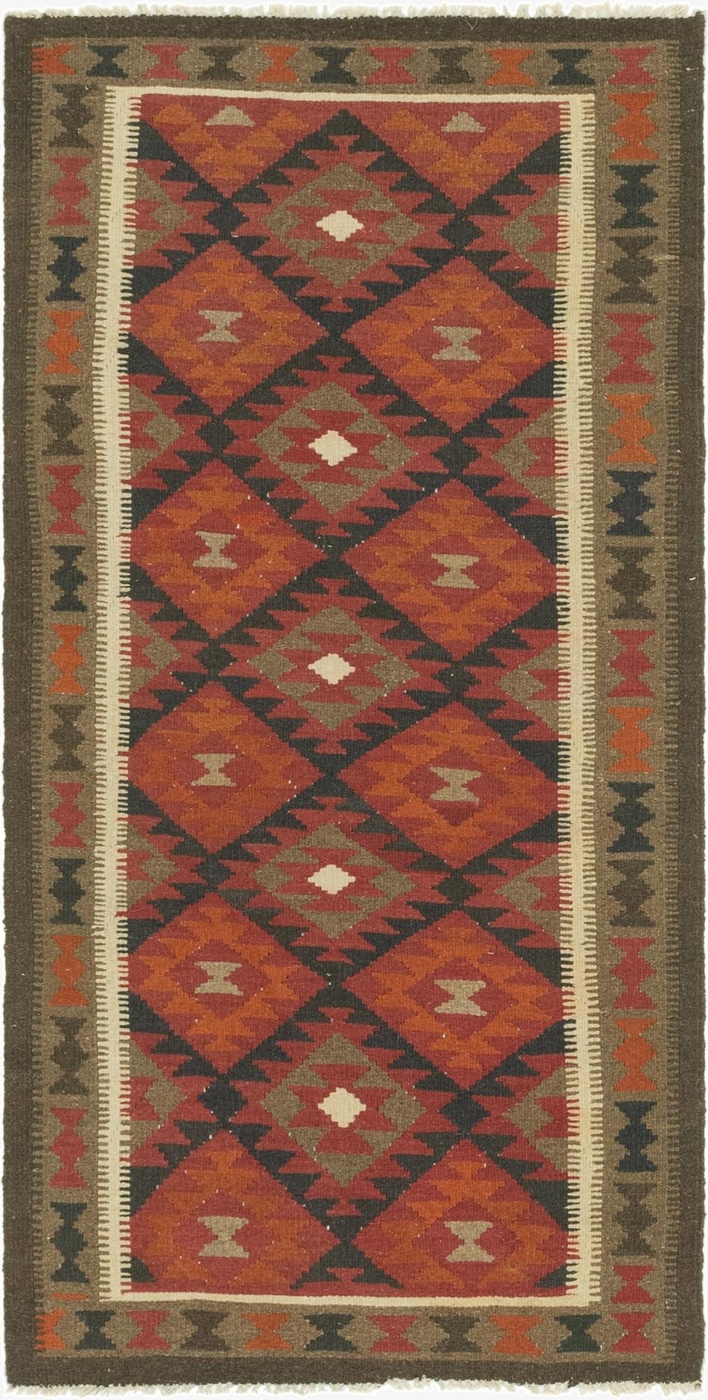3' 3 x 6' 5  Hand Woven Kilim Maymana Wool Runner Rug