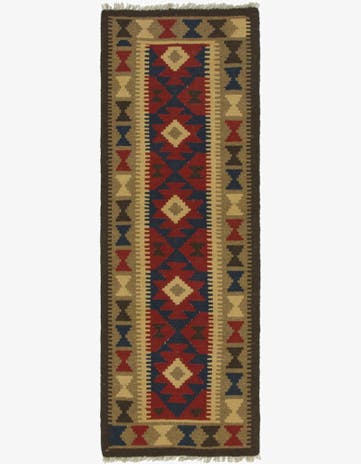 2' x 6' 3 Hand Woven Kilim Maymana Wool Runner Rug