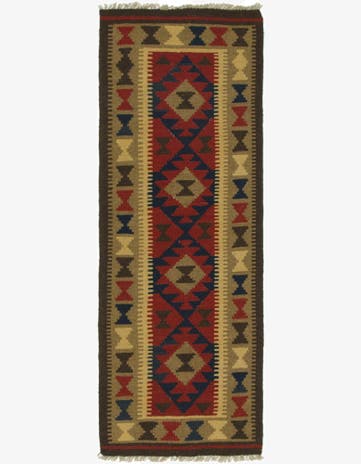2' 2 x 6' 3 Hand Woven Kilim Maymana Wool Runner Rug
