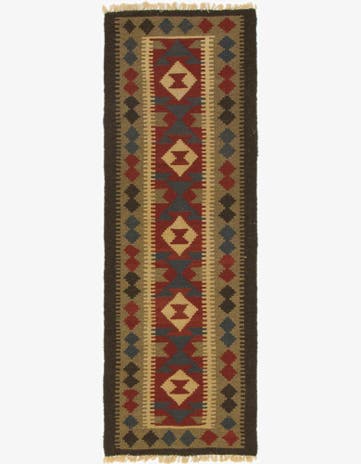 2' x 6' 3 Hand Woven Kilim Maymana Wool Runner Rug
