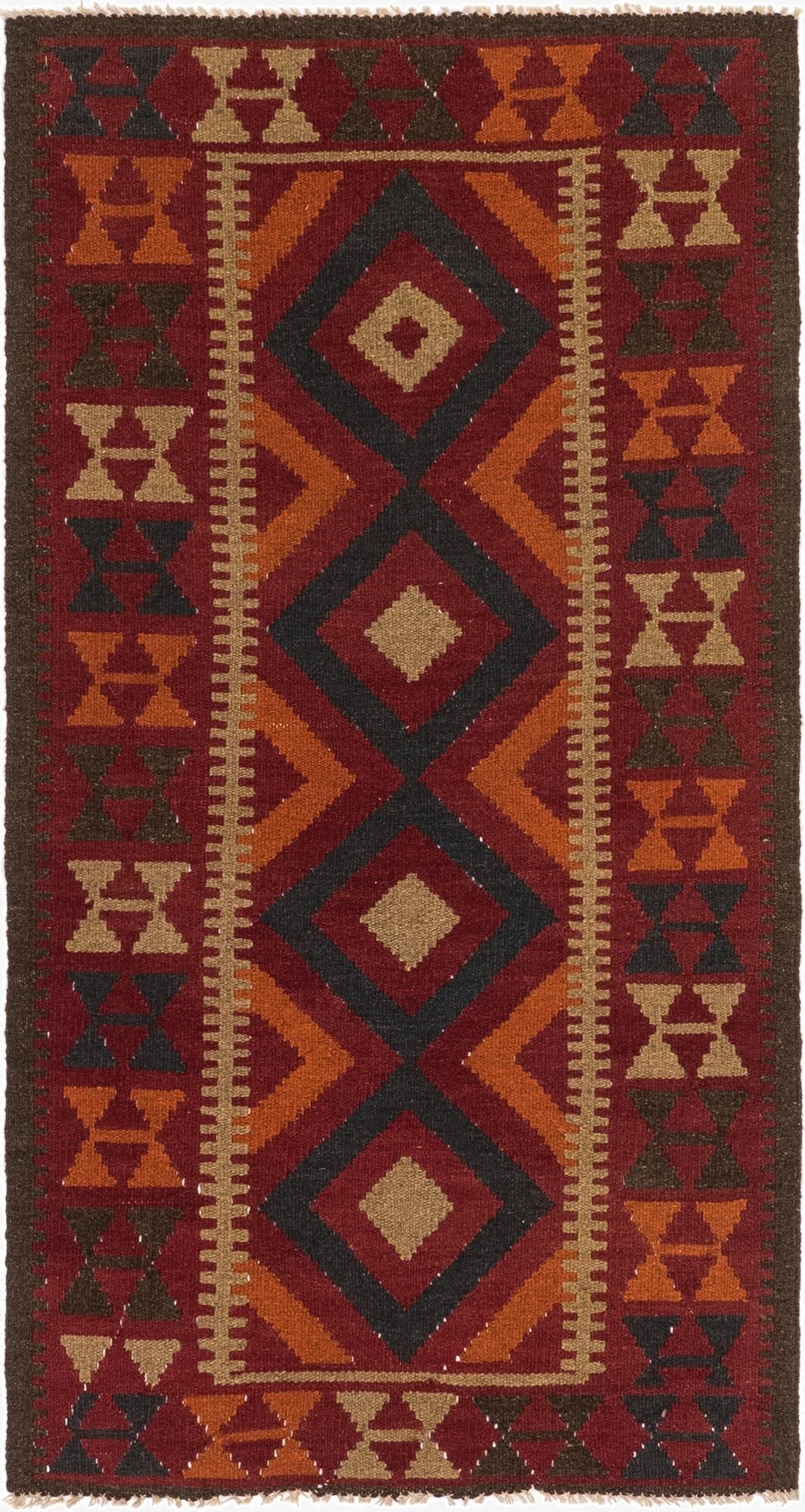3' 4 x 6' 5  Hand Woven Kilim Maymana Wool Runner Rug