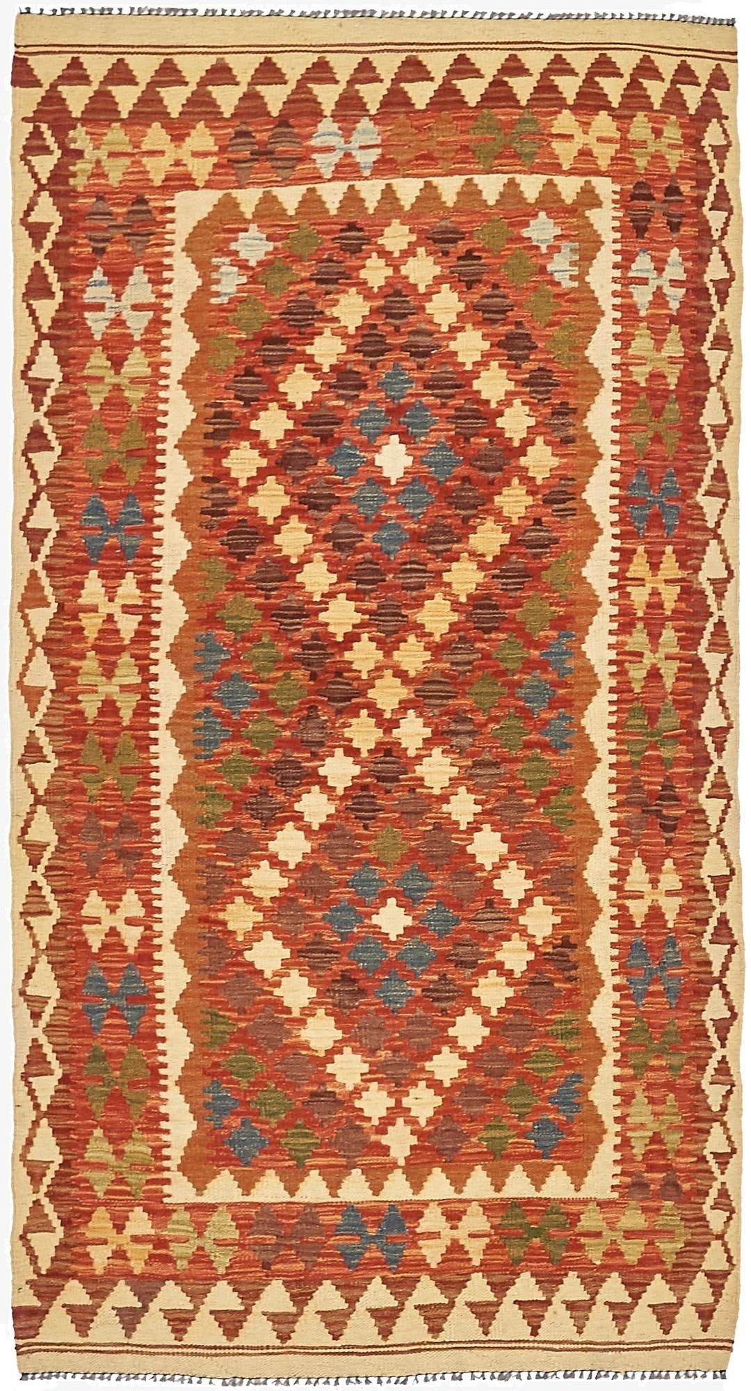 3' 4 x 6' 4  Hand Woven Kilim Maymana Runner Rug